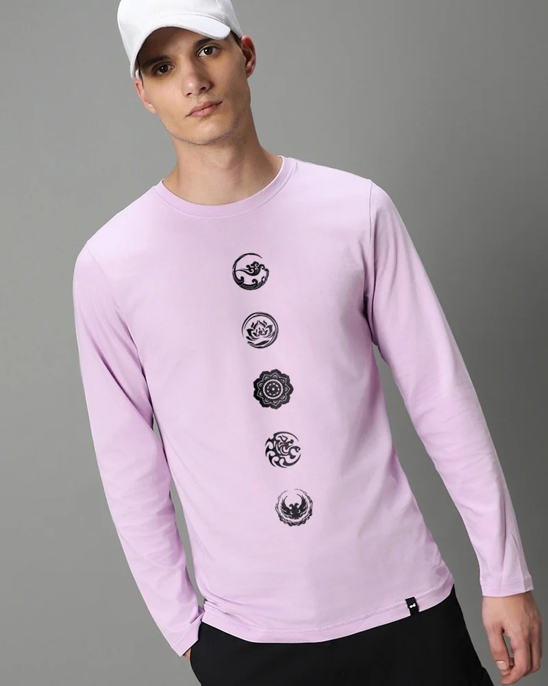بيواكوف Men's Purple Seek Balance Graphic Printed T-shirt